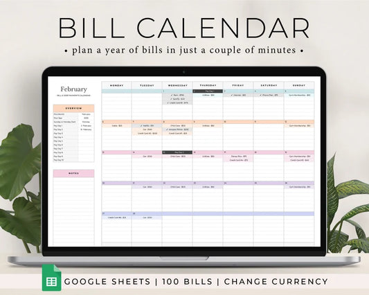 Bill Tracker Spreadsheet, Google Sheets Bill Calendar, Monthly Bill Planner, Bill Payment Dashboard, Personal Finance, Financial Planner