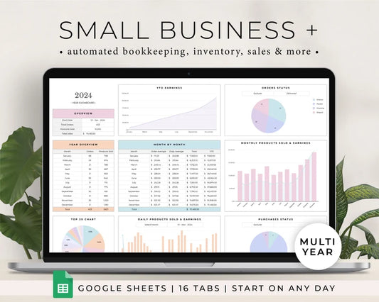 Small Business Spreadsheet for Google Sheets, Inventory Tracker, Bookkeeping Spreadsheet, Sales Tracker, Pricing Calculator, Order Tracker